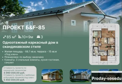 Каркасный дом 85м³