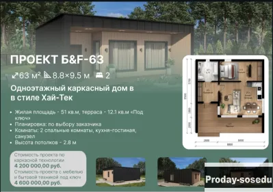 Каркасный дом 63м³