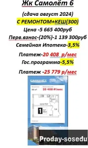 1-к квартира, 35 м2 Самолет, Недвижимость, Краснодарский край, Краснодар