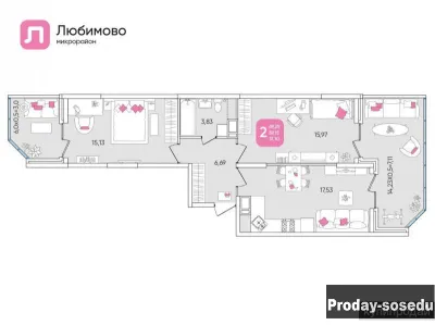 2-к квартира, 68 м2, 5/24 эт.ККБ, Недвижимость, Краснодарский край, Краснодар
