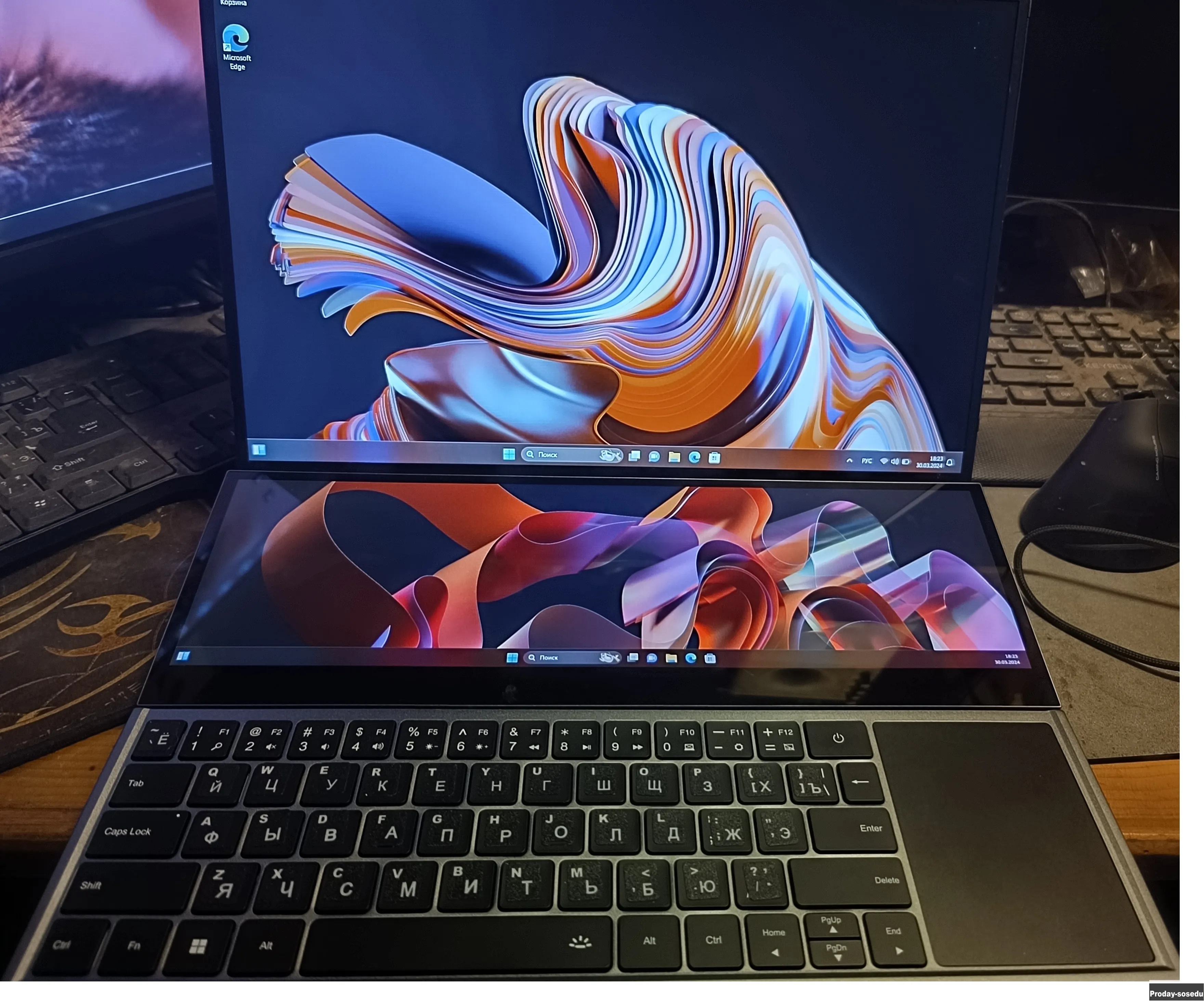 Ноутбук I7 8/16z 2 экрана сенсорный 64Гб/2Тб метал