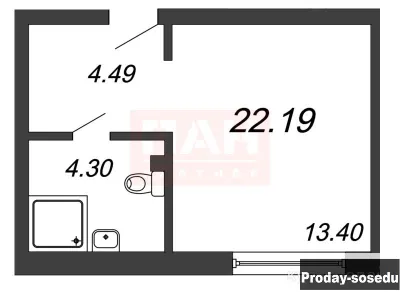 1-к квартира, 22 м2, 7/29 эт.