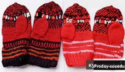 Детские вязаные варежки, Одежда, Шапки, варежки, шарфы