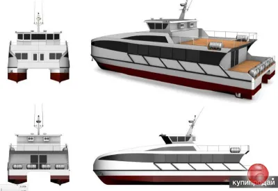 Катамаран КМП-100. Морской, пассажирский, двухпалубный. Россия.