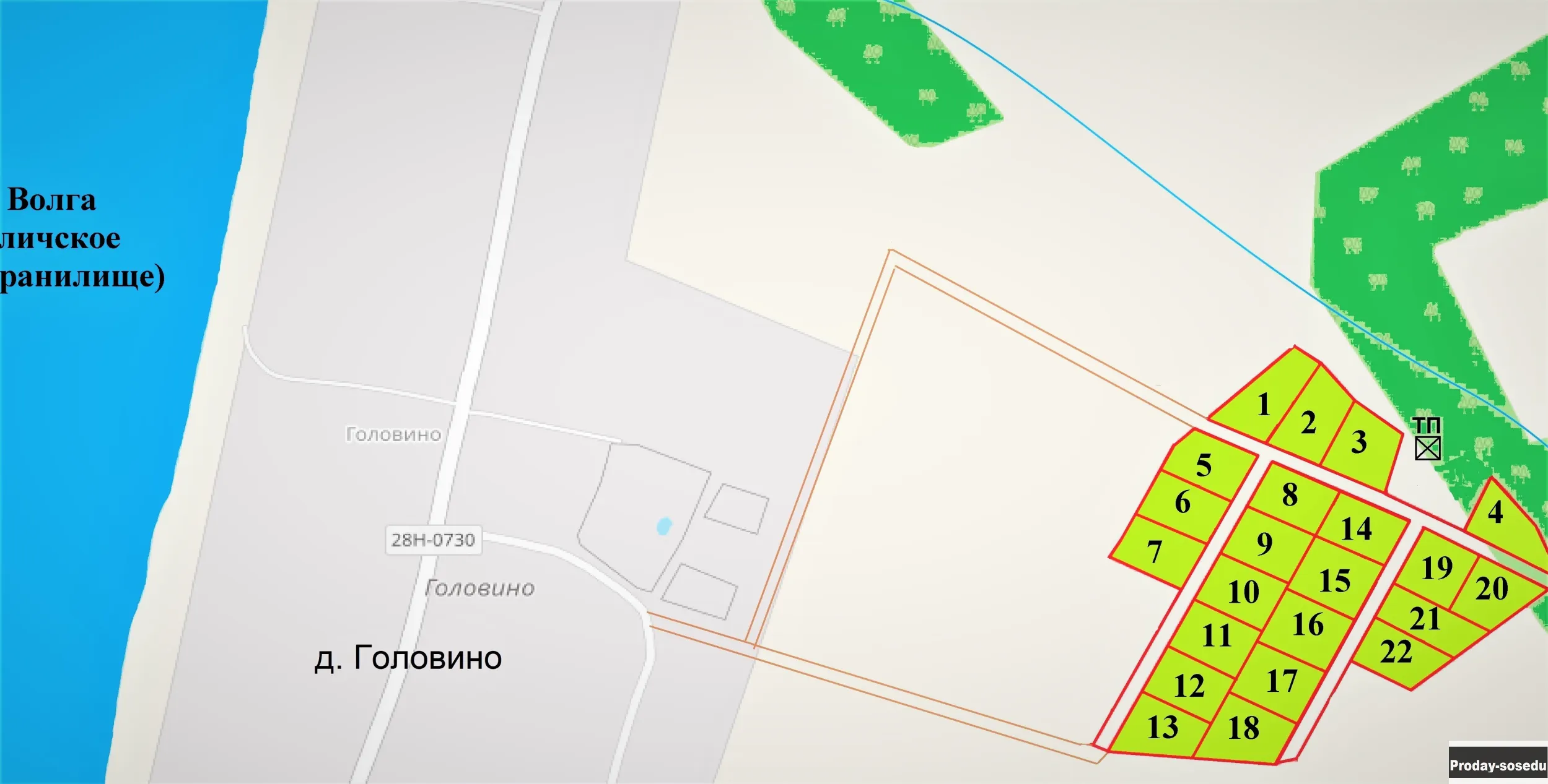 Продаем участки по 25 соток на Волге в д.Головино