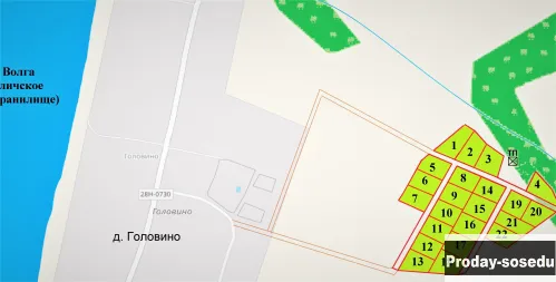 Продаем участки по 25 соток на Волге в д.Головино