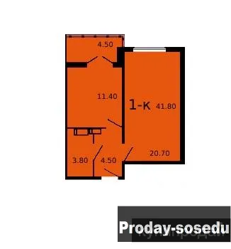 1-к квартира, 41 м2, 9/17 эт. со 100% отделкой, Воронежская область
